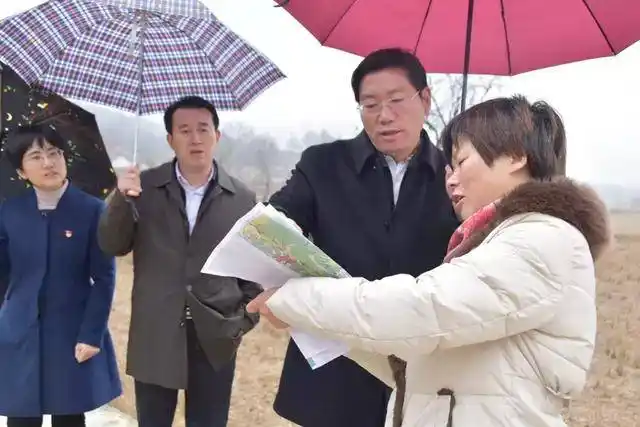 杨蕾一行实地查看了学院选址点情况,详细询问项目建设中存在的困难和