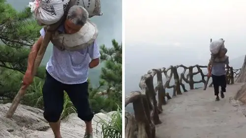 把老小责任扛上肩:独臂挑夫为养家日扛1600斤