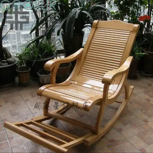 宏科华躺椅午休摇摇椅老年移动躺椅实木摇椅户外休闲椅阳台椅老人椅