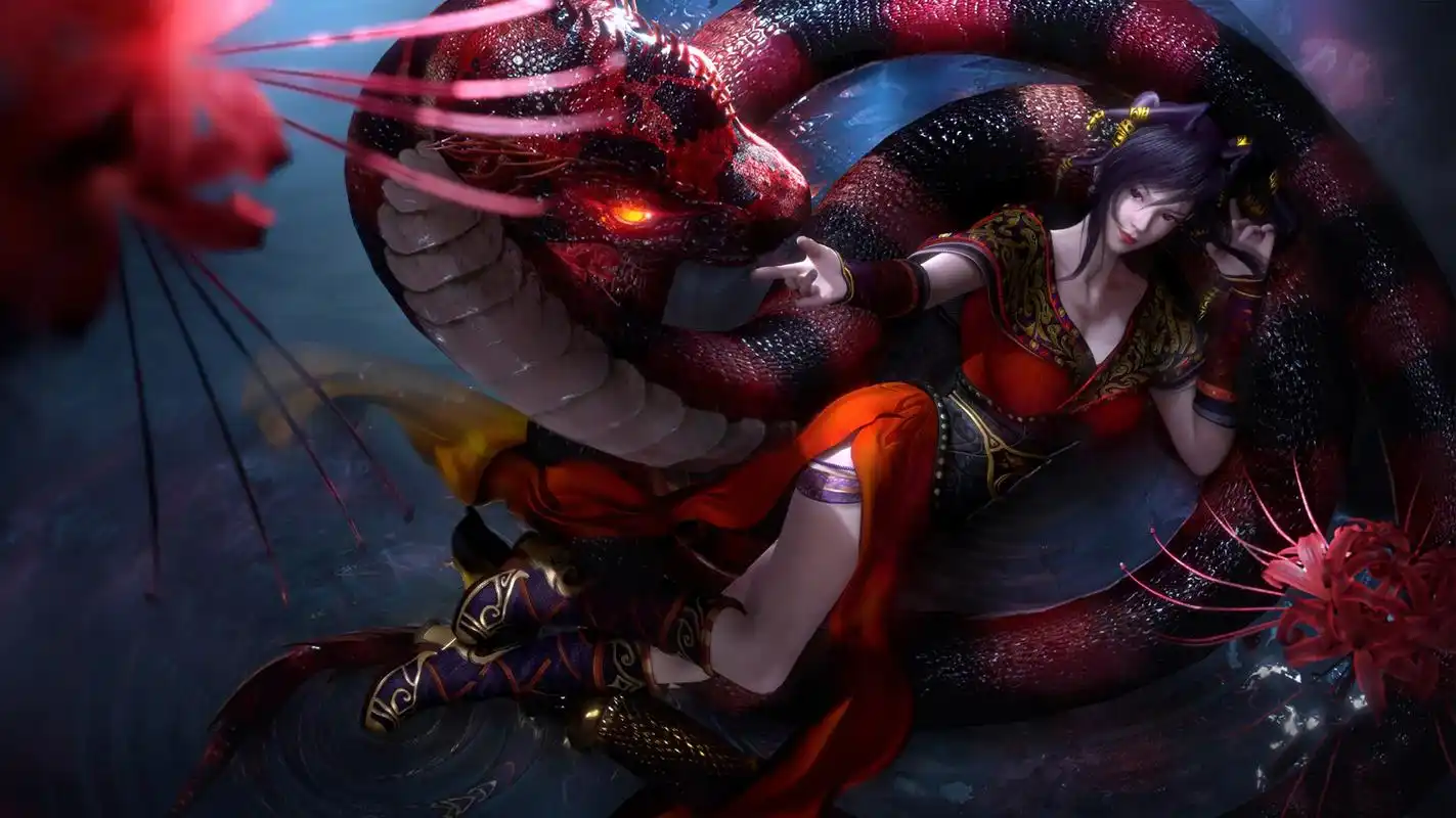 分享红衣蛇女-赤炼壁纸 流沙里没有红莲公主,只有蛇女赤炼.