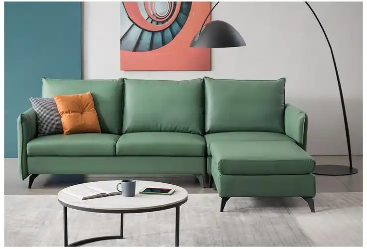 穗宝沙发客厅现代简约四人位沙发组合抗菌无痕皮沙发大小户型客厅家用