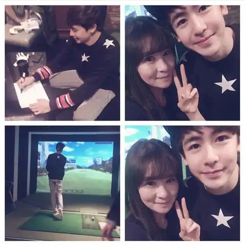 [2pm][新闻]160110 帅气尼坤在室内模拟高尔夫的众多合照