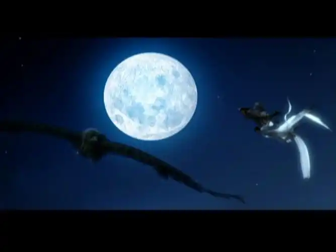 求央视版《神雕侠侣》大结局时两人一雕飞过月亮的图片