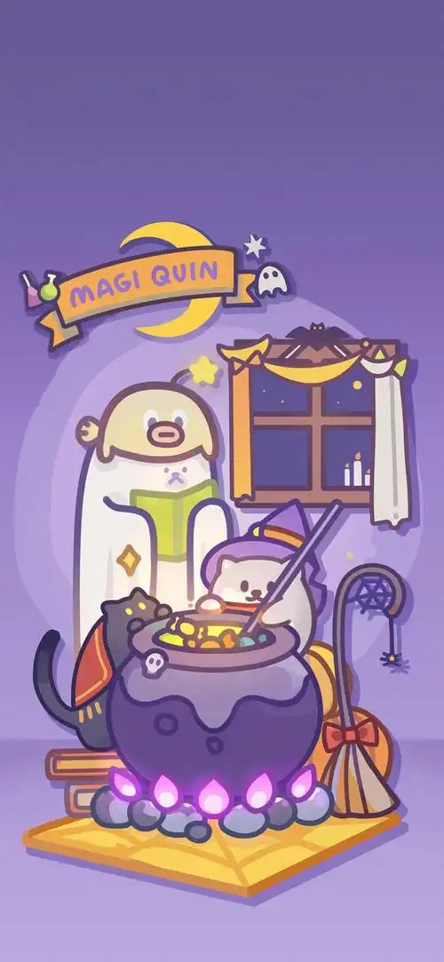 万圣节可爱插画锁屏