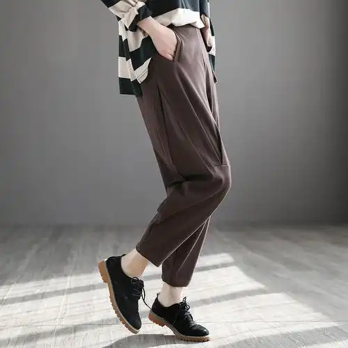 新款哈伦九分百搭松显宽松春季2021女士休闲裤休闲裤