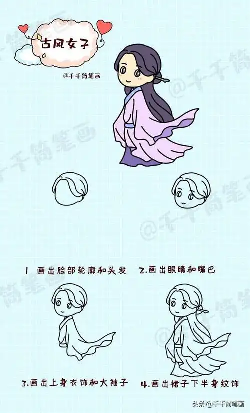 古风q版人物手持物品简笔画 简笔画图片大全-蒲城教育文学网