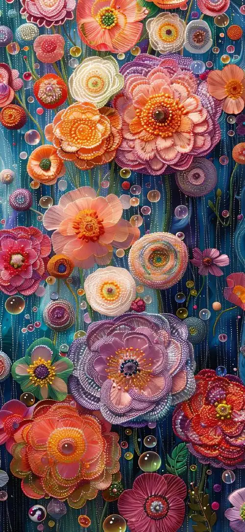 ai绘画#油画风花海壁纸 创意 花朵 15pm尺寸#高清壁纸图片