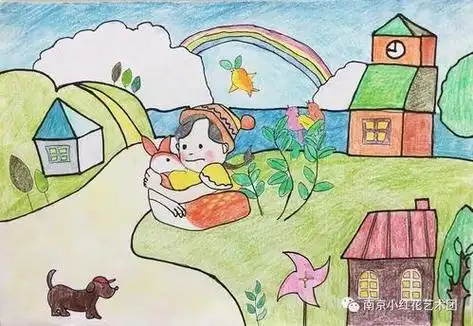 美好生活简笔画绘画