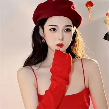 2022跨年头像女真人红色