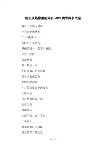 励志成熟稳重的网名2019男生网名大全