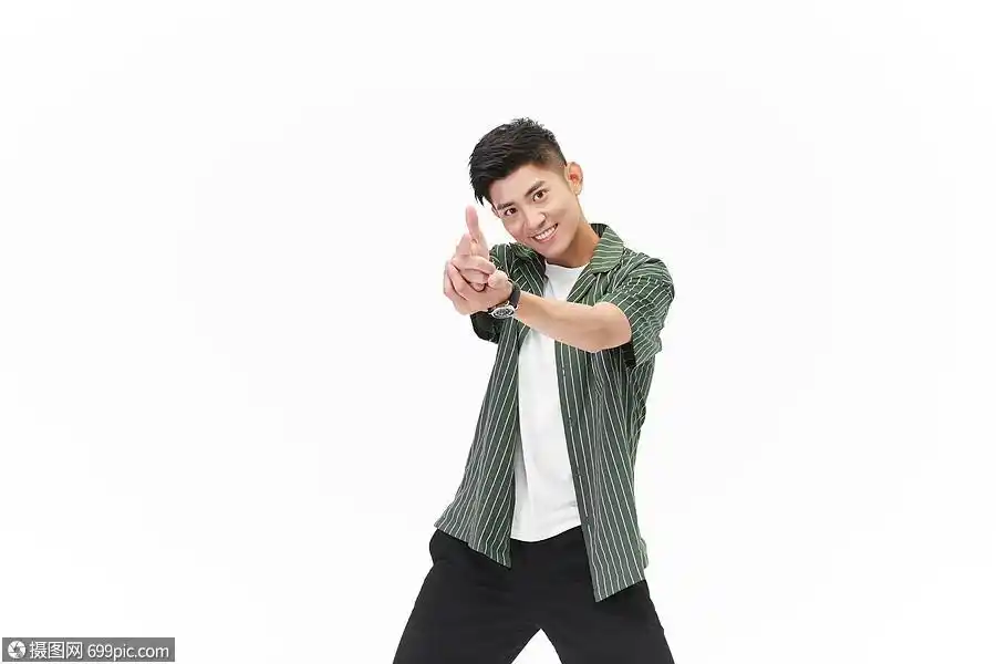 阳光帅气大男孩耍帅动作