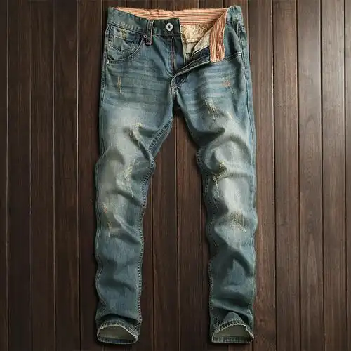 牛仔裤补丁贴布破洞男个性