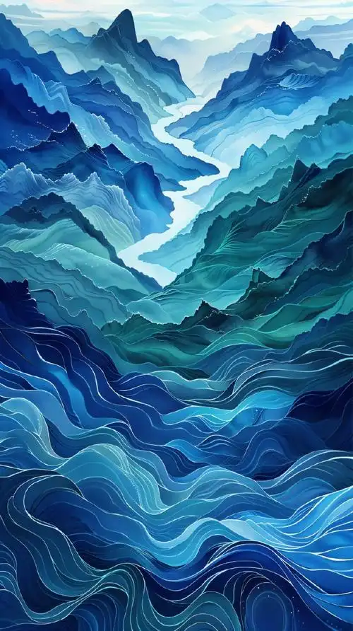 创意抽象山水插画壁纸#壁纸