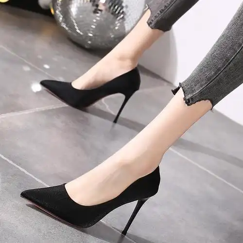 9cm尖头高跟鞋细跟浅口2022春季新款气质女神范法式职业百搭单鞋