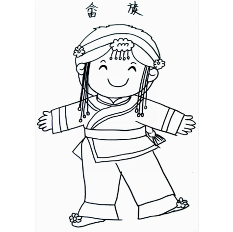 五十六个民族合照简笔画 简笔画图片大全-普车都