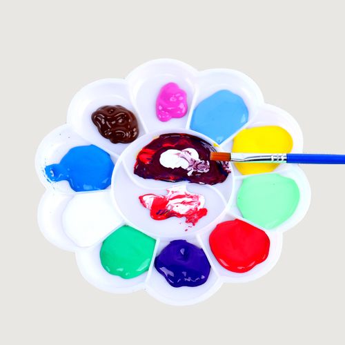 幼儿园颜料盘梅花调色盘儿童美术绘画用品材料水粉水彩丙烯调色碟