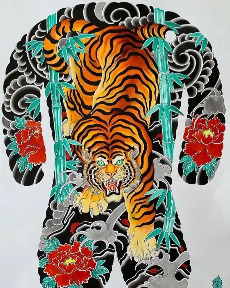 满背纹身手稿|纹身素材|日式传统满背(2) 满背纹身 纹身素材分享(2)