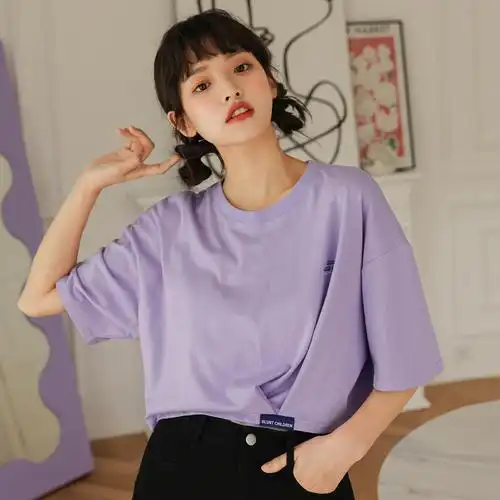 尔给夏装小众短袖t恤女宽松薄款甜酷半袖短款上衣女夏2021年新款