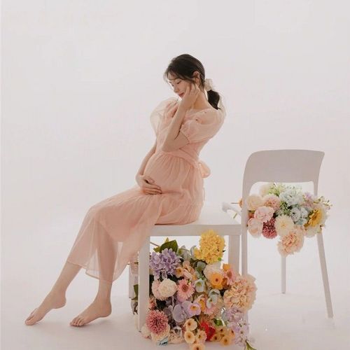 新款影楼孕妇拍照大肚写真服装法式公主风仙女欧根纱连衣裙孕妇照