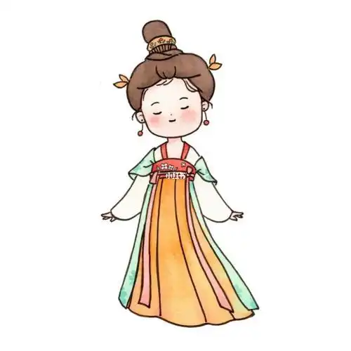 古风简笔画|92汉服小姑娘简笔画汉服古风樱花水彩画文化绘画