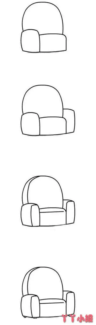 怎么画沙发简笔画教程简单又漂亮涂色