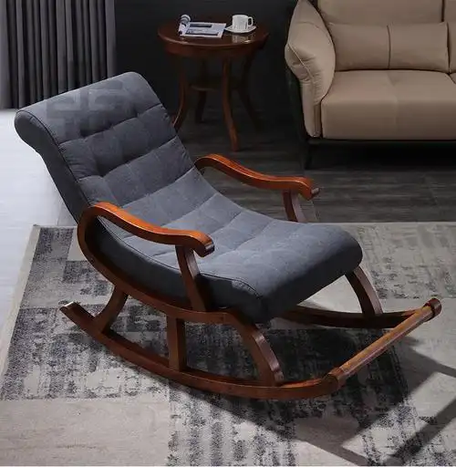 捷陆龙北欧实木摇椅逍遥椅懒人休闲摇摇椅家用午睡椅躺椅阳台老人摇