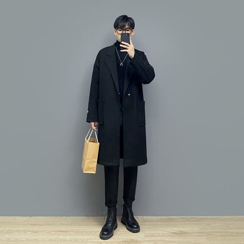 小红ace潮男时尚穿搭毛呢西服复古中款休闲毛呢大衣