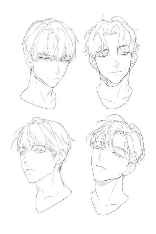 一些关于动漫男生发型参考麻竹绘制练手