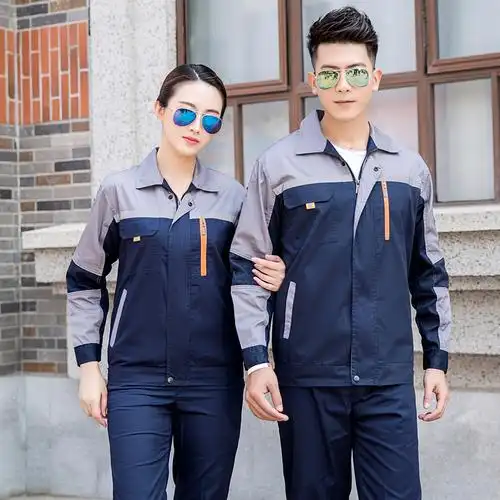 夏季薄款长袖工作服套装汽修车间厂定制工装上衣工装制服