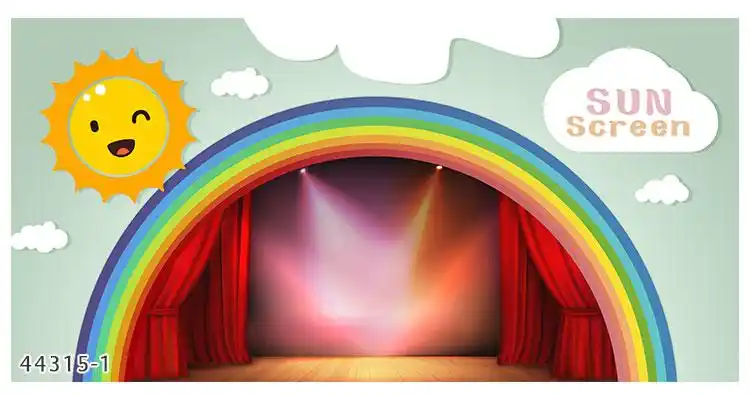 3d创意舞台背景墙纸小主持人口才表演培训学校幼儿园教室装饰壁纸