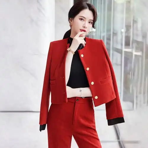 女装/女士精品时尚套装更新时间:2023年11月22日红色短款西装套装女秋