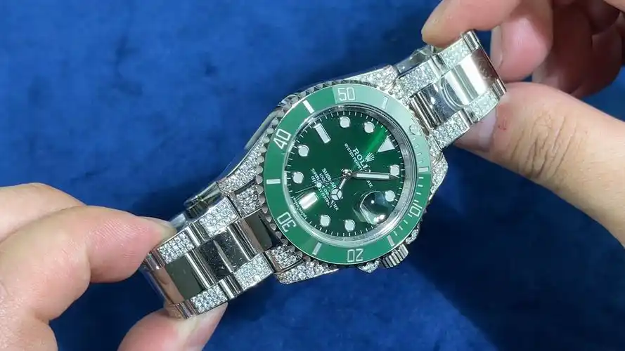 劳力士绿水鬼改装升级绿幽灵后镶钻宝石圈 #绿水鬼改装绿幽灵