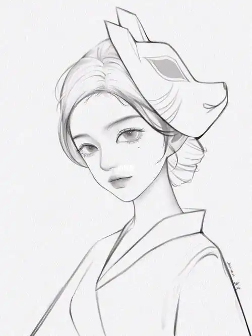 少女头像线稿练习