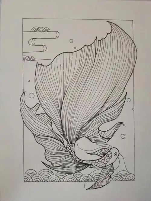 临摹线条画装饰画附带过程