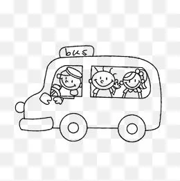 坐在车里孩子简笔画