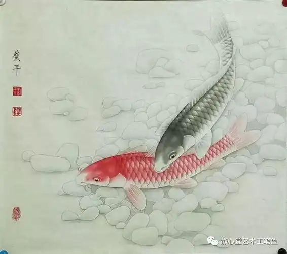 刘锁平工笔鲤鱼.四
