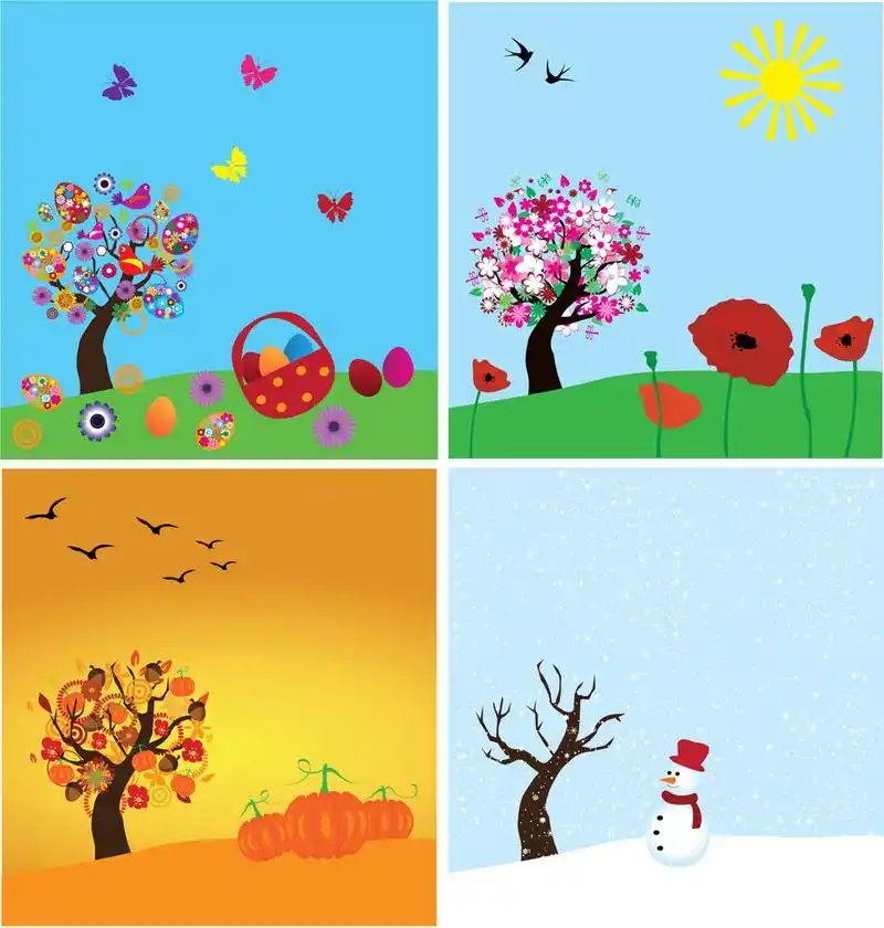 4 季节,矢量季节横幅