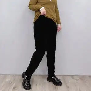 秋冬加厚休闲裤女大码胖mm宽松显瘦松紧高腰哈伦萝卜裤烟管长裤子
