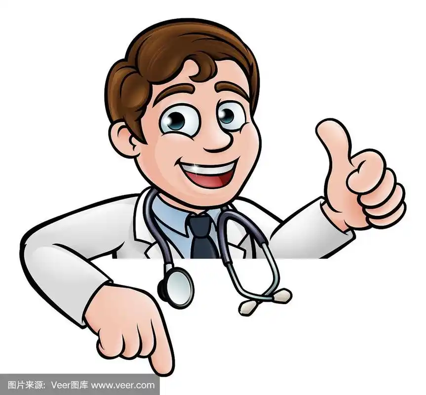 医生卡通人物拇指向上指向向下