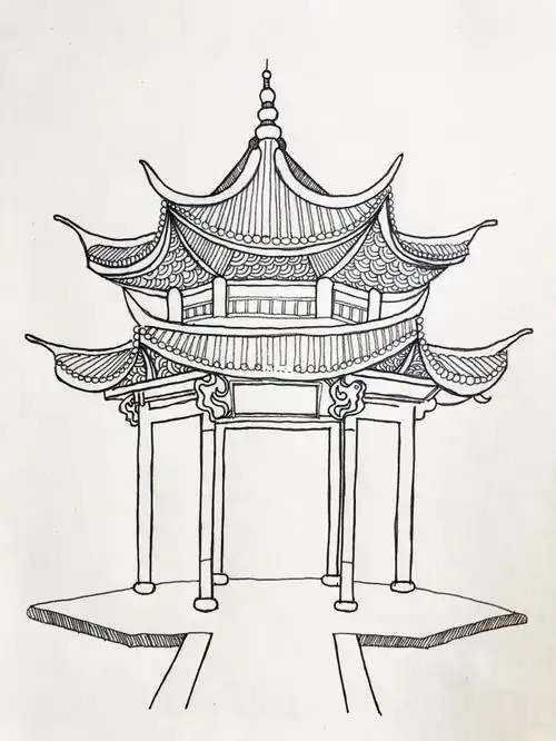 亭子简笔画亭子简笔画亭台楼阁简笔画亭台楼阁怎么画怎么画简笔画教程