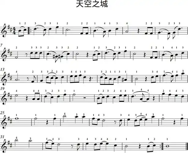 天空之城>和 卡农>的小提琴谱(要有指法的) 谢谢