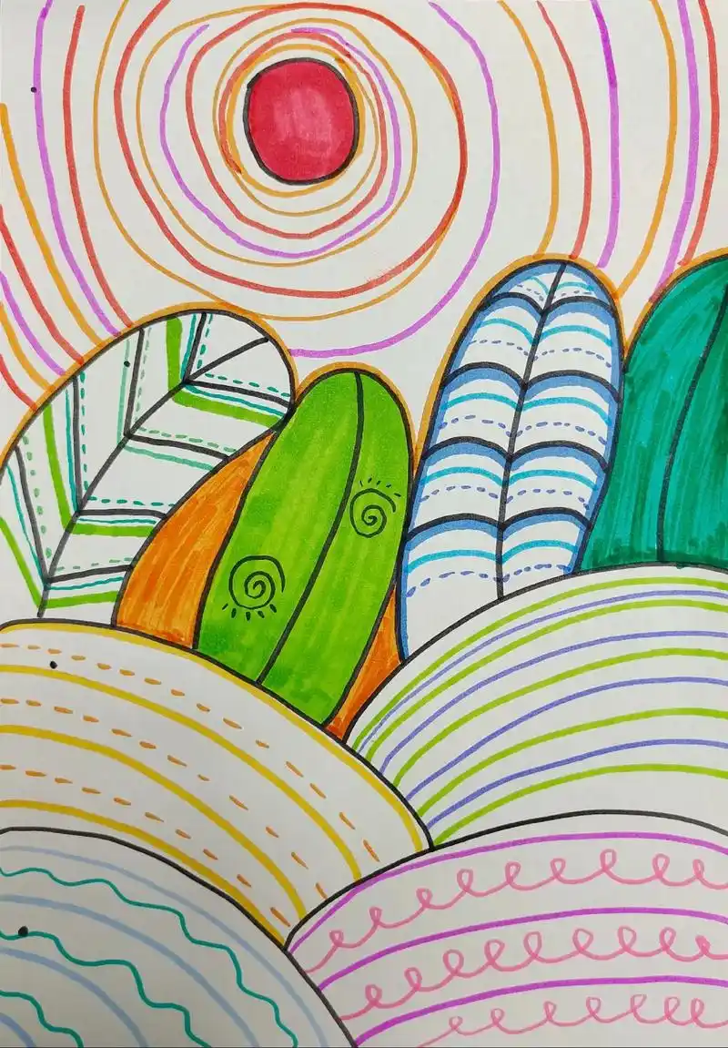 创意美术 #线条画 #线描 #创意线描 #儿童画  幼儿线 - 抖音