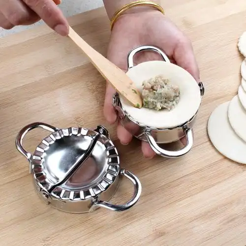 水饺模具包饺子器包饺子神器大号304不锈钢月牙形切花纹饺子模具