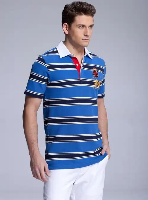 eliot艾里托 珠地丝光棉时尚男士短袖polo衫t恤 mb22120 39/蓝条 50