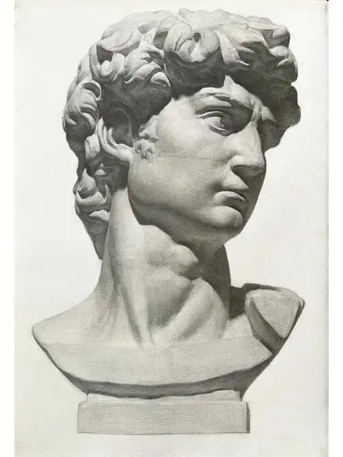 大卫石膏像步骤,虽然一开始造型咱抓不准,每一笔塑造都在调整造型,但