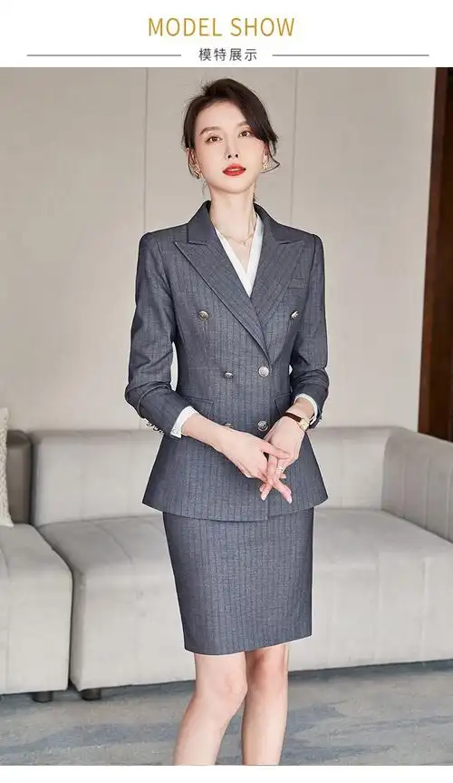售楼部物业客服工作服职业西装套装女春季感条纹西服外套休闲商务正装
