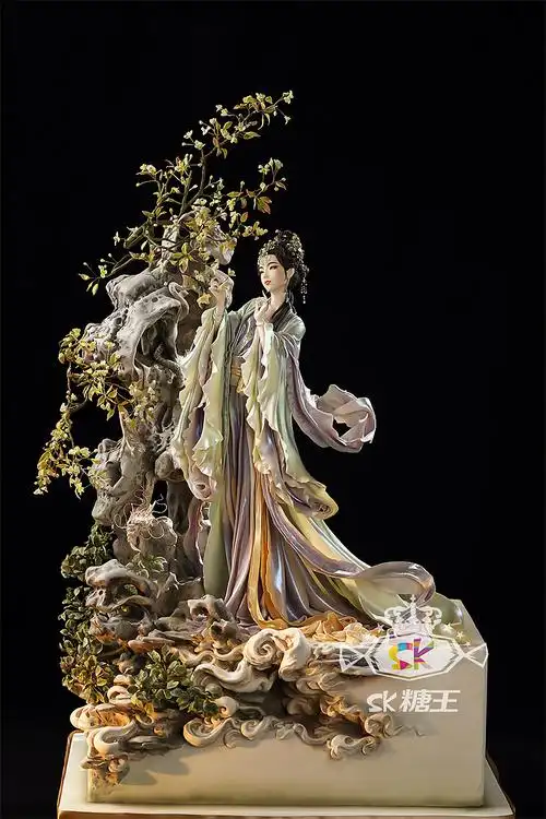 翻糖人偶蛋糕 《花下思汝》 古风翻糖人偶高清细节图