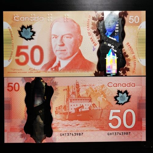 全新unc加拿大50塑料钞(永久保真支持鉴定)