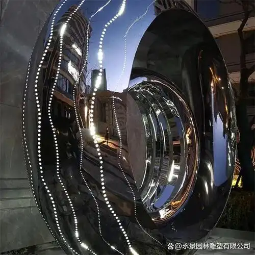 不锈钢抽象圆环雕塑 创意环形水景