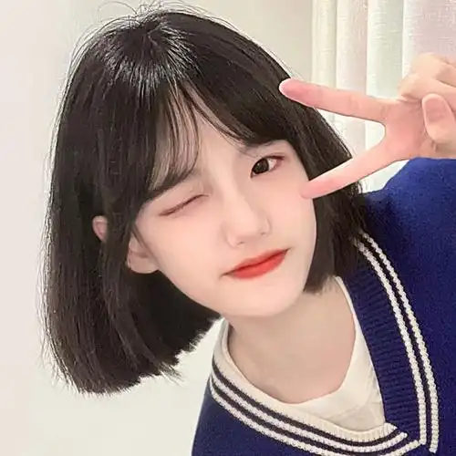 假发女短发自然圆脸空气刘海bobo头自然蓬松短直发学生修脸全头套